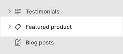 The Featured product section selected in Theme editor.
