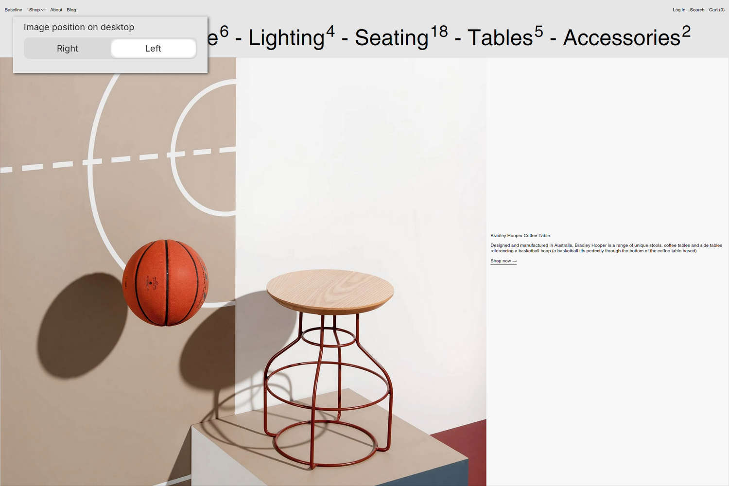 An example Image with text section on a store's home page.
