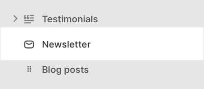The Newsletter section selected in Theme editor.