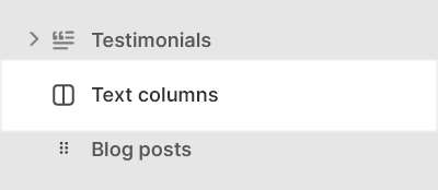 The Text columns section selected in Theme editor.