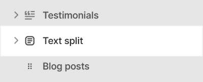 The Text split section selected in Theme editor.