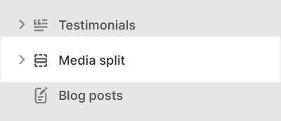 The Video and image split section selected in Theme editor.