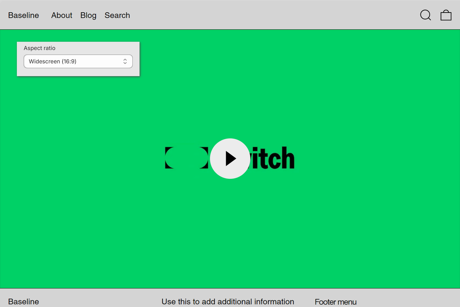An example Video section on a store's home page.