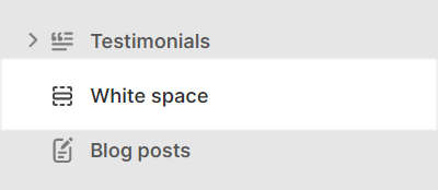 The White space section selected in Theme editor.