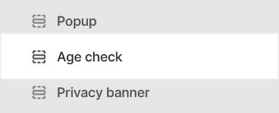 The Age check section selected in Theme editor.