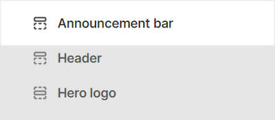 The Announcement bar section selected in Theme editor.