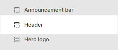 The Header section selected in Theme editor.