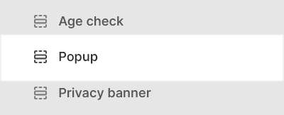 The Popup section selected in Theme editor.