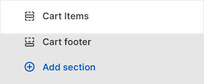 The Cart items section selected in Theme editor.