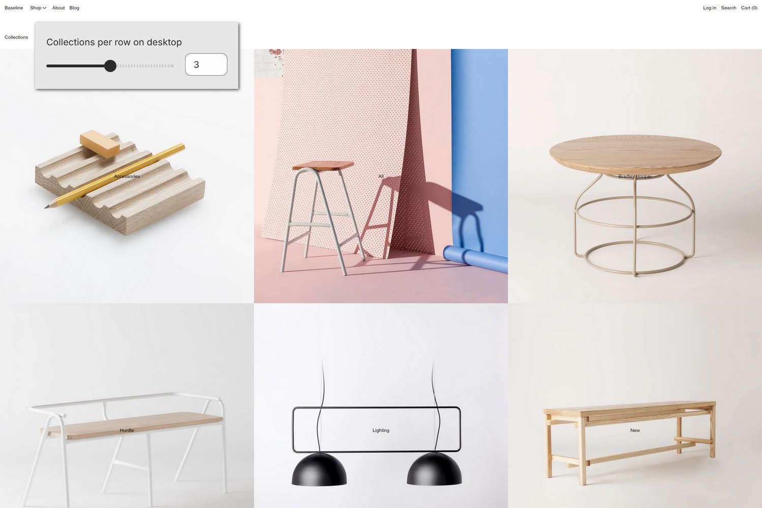 An example Collections list page section on a store's Collections list page.