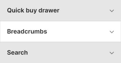Theme editor's Breadcrumbs Theme settings menu.