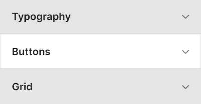 Theme editor's Buttons Theme settings menu.