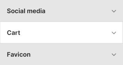 Theme editor's cart Theme settings menu.