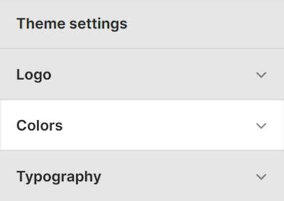 The Theme setting's Colors menu in Theme editor.