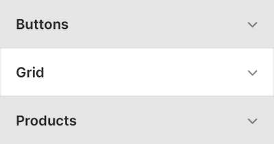 Theme editor's grid Theme settings menu.