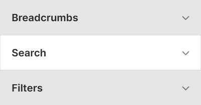 Theme editor's Search Theme settings menu.