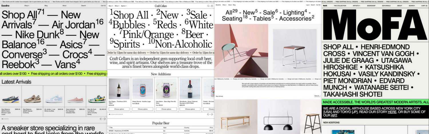 An example store's home page with the Theme setting's Theme style menu open in Theme editor.