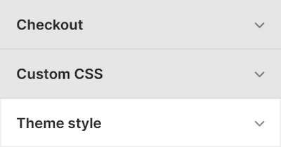 Theme editor's Theme style Theme settings menu.