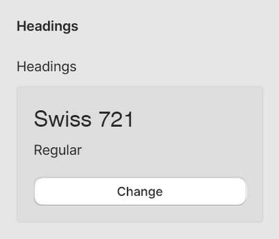 The Change button for selecting a font in Theme setting's Typography menu.