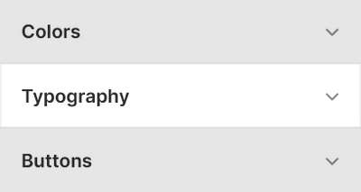Theme editor's Typography Theme settings menu.