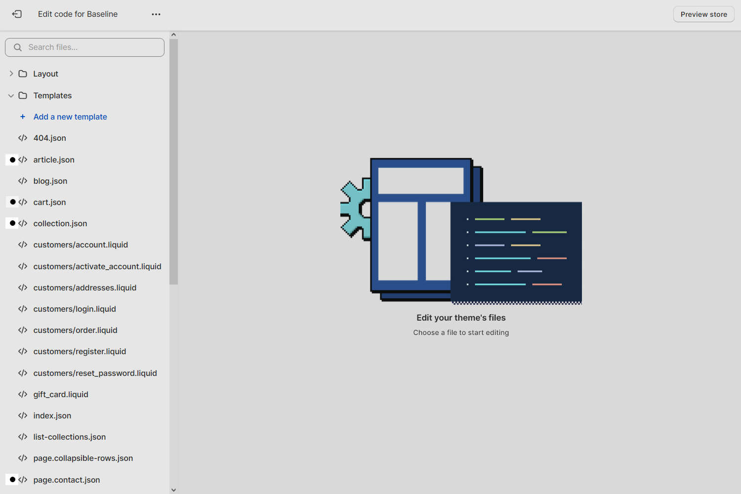 A circle icon that indicates a modified JSON file in Code editor.