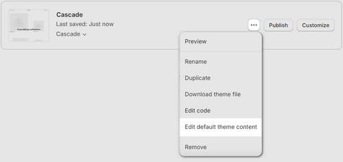The Actions dropdown selected in Shopify Admin.