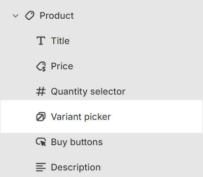 The variant picker option in the Product section in Theme editor.