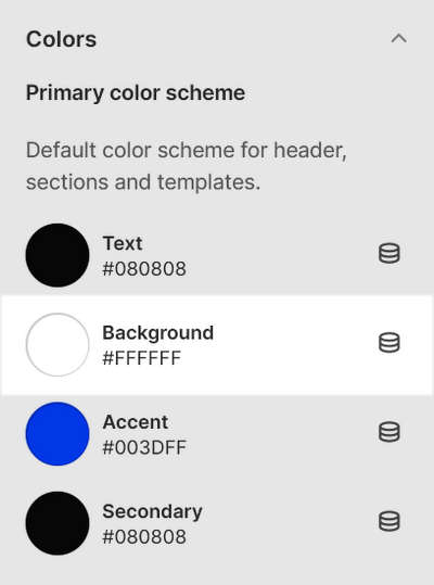 The Background color element in the Primary color scheme menu section.