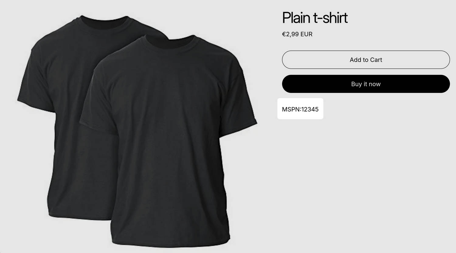 An example Product page with a custom metafield.