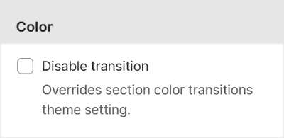 The Disable transitions checkbox in Theme editor.