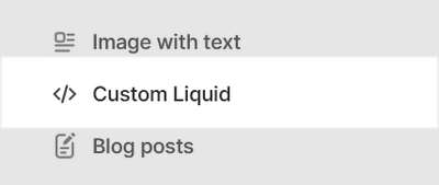 The Custom liquid section selected in Theme editor.