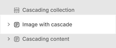 An Image with cascading content section selected in Theme editor.