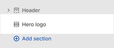 The Hero logo section selected in Theme editor.