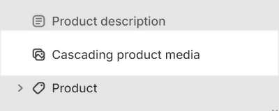 A Cascading product media section selected in Theme editor.