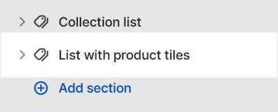 The List with product tiles section selected in Theme editor.