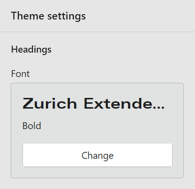 The Change button for selecting a font in Theme setting's Typography menu