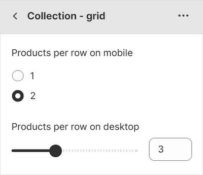 The Collection pages section setting in Theme editor.