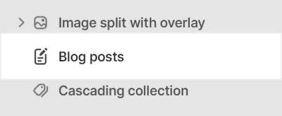 A Blog posts section selected in Theme editor.