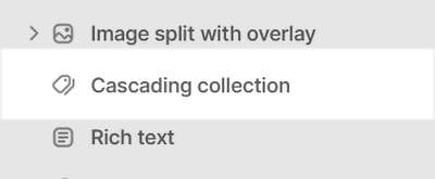 A Cascading collection section selected in Theme editor.