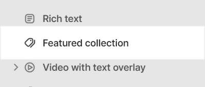 A Featured collection section selected in Theme editor.