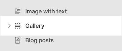 A Gallery section selected in Theme editor.