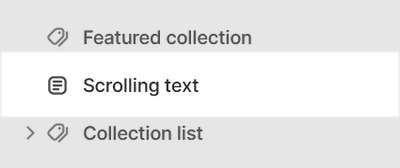 A Scrolling text section selected in Theme editor.