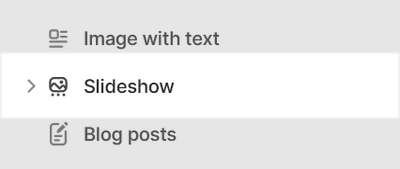 The Slideshow section selected in Theme editor.