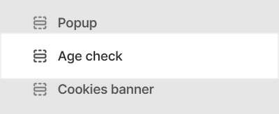 The Age check section selected in Theme editor.