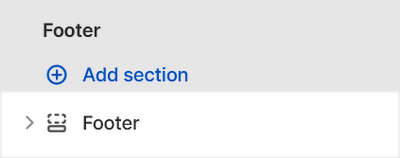 The Footer section selected in Theme editor.