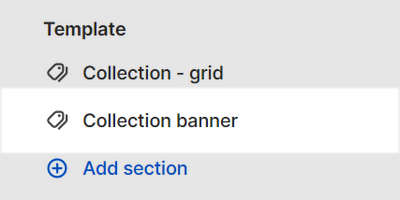 The Collection banner section selected in Theme editor.