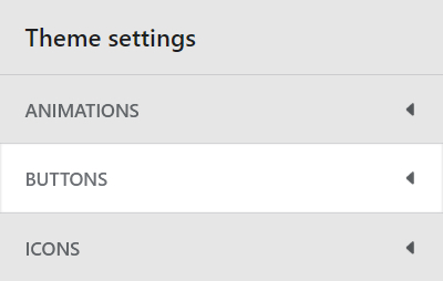 The Theme setting's Buttons menu in Theme editor.