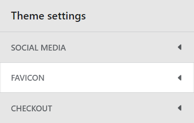 The Favicon menu in Theme settings.