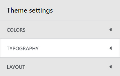 The Theme setting's Typography menu in Theme editor