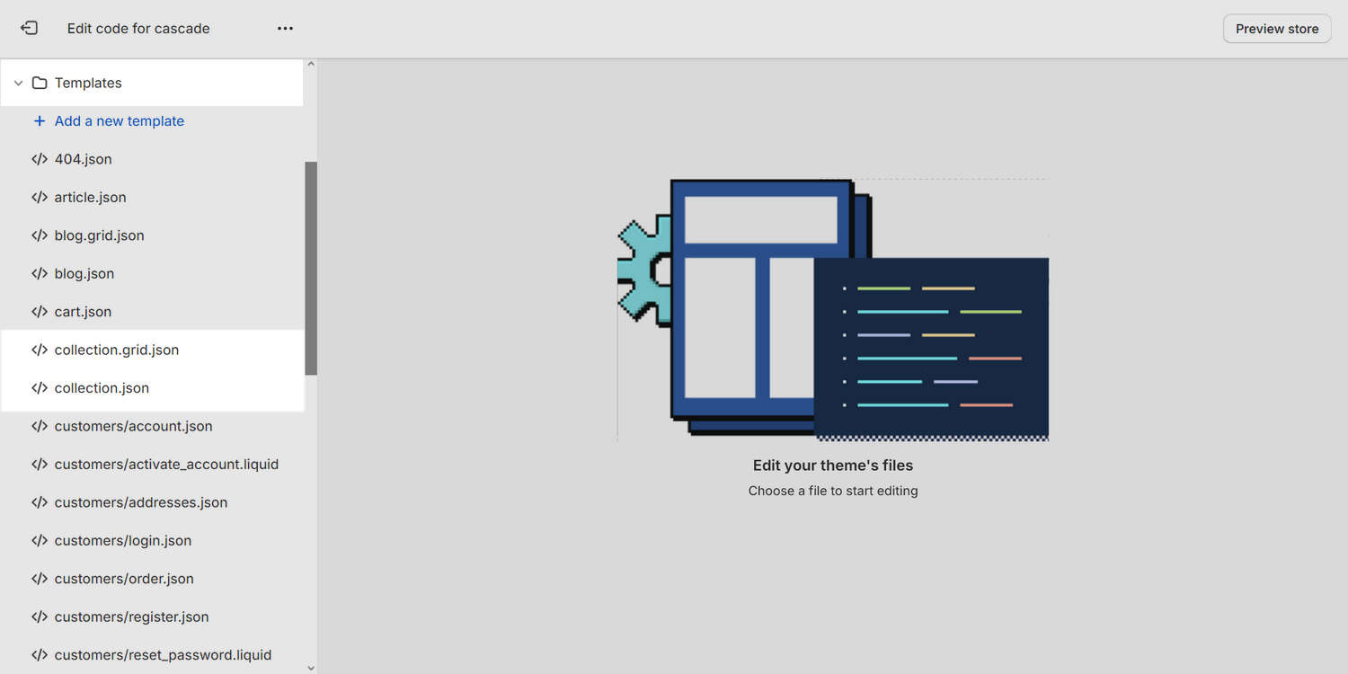 The templates directory in Theme editor.